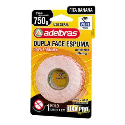 Fita Adesiva Dupla Face 12mm X 2m Espuma Fixa Forte Adelbras