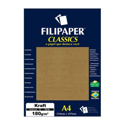 Papel Especial Kraft Natural A4 180g 50fls Filipaper 942