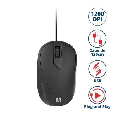 Mouse Com Fio Usb Wave Preto Mo222 Multi Ww