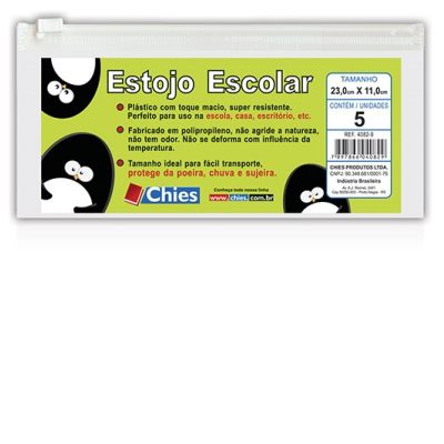 Envelope Plastico Cristal Ziper S/ Visor 11x23cm C/5 Chies 4082