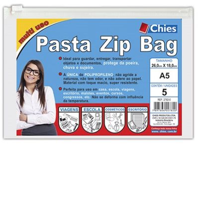 Envelope Plastico Cristal Ziper C/ Visor 18x26cm C/5 Chies 2782