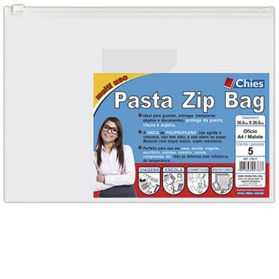 Envelope Plastico Cristal Ziper C/ Visor 26x36cm C/5 Chies 2783