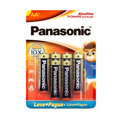 Pilha Alcalina Aa Lr6xab/l6 1,5v C/6 Un Panasonic