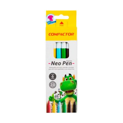 Caneta Hidrografica C/6 Cores Neo Pen Mirim Compactor