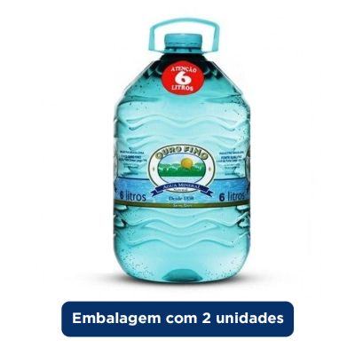 Agua Mineral Sem Gas 6000ml C/2 Garrafoes Ouro Fino