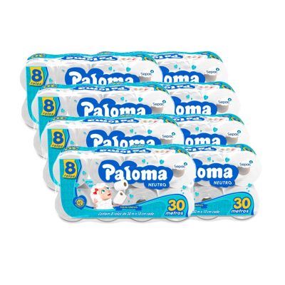 Papel Higienico Folha Simples Neutro Pt C/64 Rolos De 30m Paloma