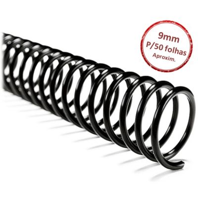 Espiral 09 Mm P/50fls Preto Plaspiral C/12