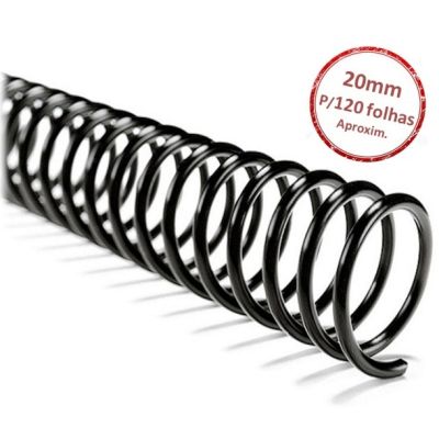 Espiral 20 Mm P/120fls Preto Plaspiral C/12