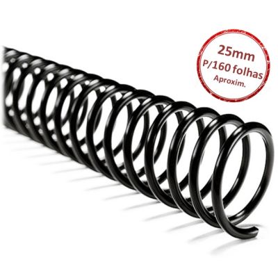 Espiral 25 Mm P/160fls Preto Plaspiral C/12