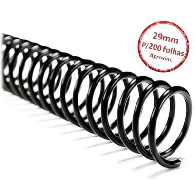 Espiral 29 Mm P/200fls Preto Plaspiral C/12
