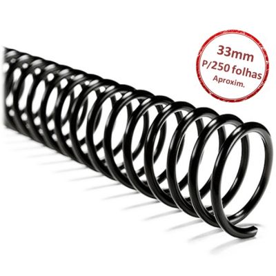 Espiral 33 Mm P/250fls Preto Plaspiral C/12