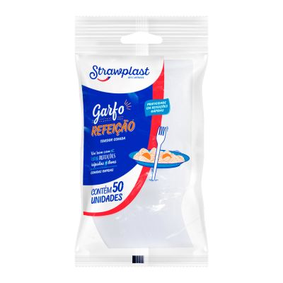 Garfo Descartavel Branco Refeicao C/50 Strawplast Gsb-502