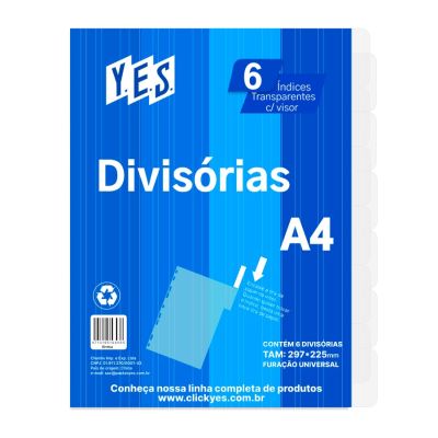 Divisoria Fichario A4 C/6 Projecoes Cristal 6intba Yes
