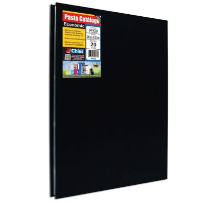 Pasta Catalogo 20 Plasticos Oficio Preta Economic 5177 Chies