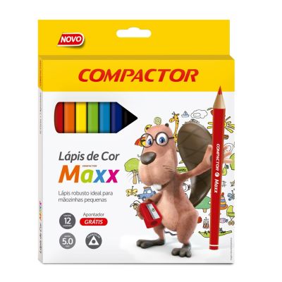 Lapis De Cor 12 Cores Jumbo Triangular Maxx Compactor