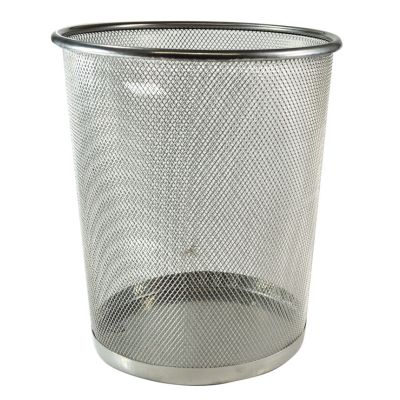 Cesto De Lixo 8,5l Aramado Metal Prata Redondo R.9103 Kit