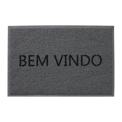 Tapete Capacho Vinil Bem Vindo 40x60 Cinza Kapazi