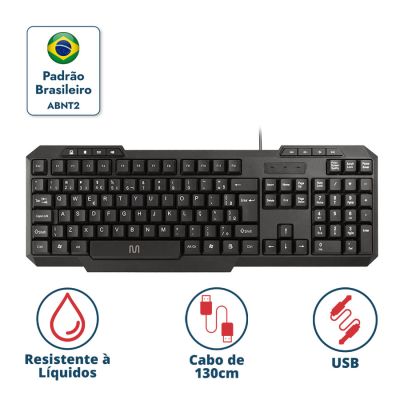 Teclado Com Fio Usb Multimidia Tc206 Multi