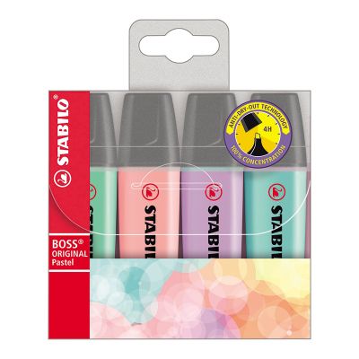 Marca Texto Boss Bls C/4 Cores Pastel Stabilo