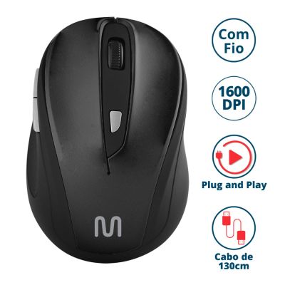 Mouse Com Fio Usb Confort Preto Mo241 Multi Ww