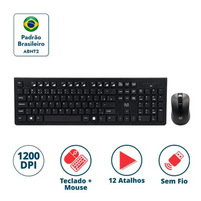Teclado E Mouse Sem Fio Tc212 Preto Multi