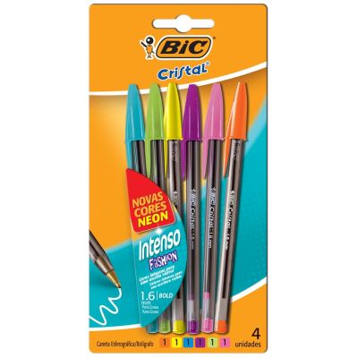 Caneta Esferografica Cristal Intenso Fashion 1.6mm Bls C/6 Cores Bic