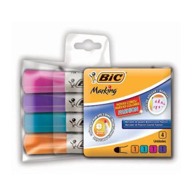 Caneta Quadro Branco C/4 Cores Fashion Bic