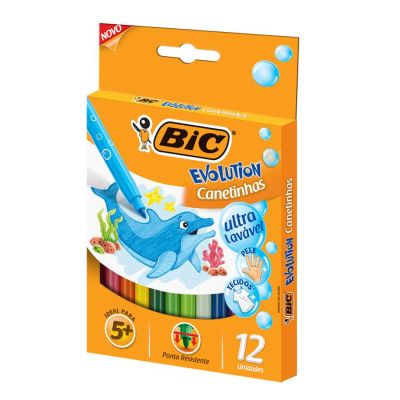 Caneta Hidrografica C/12 Cores Evolution Bic
