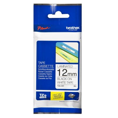 Fita Rotuladora Brother 12mmx8m Branca Escrita Preta Tzes231
