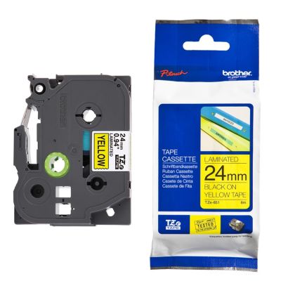 Fita Rotuladora Brother 24mmx8m Amarela Escrita Preta Tze651 Ww