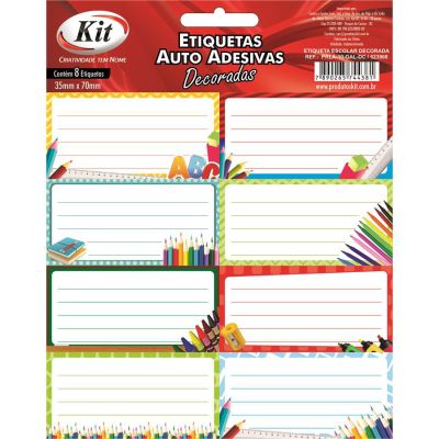 Etiqueta Escolar C/pauta Decorada 523968kit