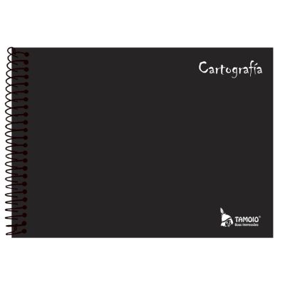 Caderno Cartografia Espiral Capa Dura 96fls Preto Tamoio