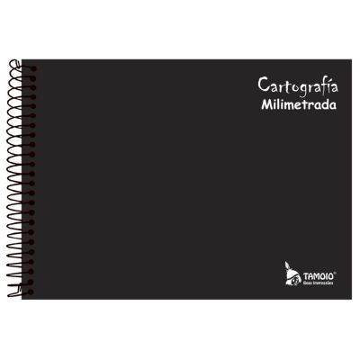 Caderno Cartografia Espiral Capa Dura Milimetrado 96fls Preto Tamoio
