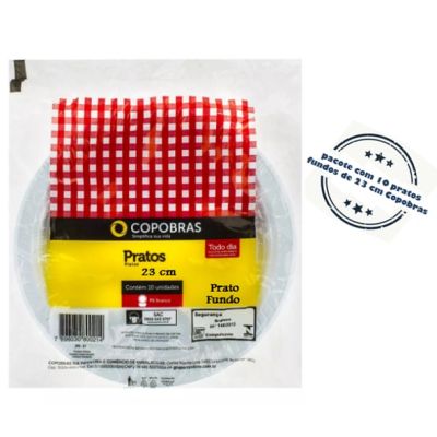 Prato Descartavel Branco Fundo 23cm C/10 Copobras