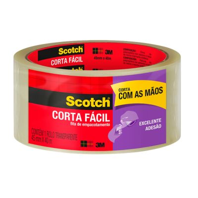 Fita Adesiva 45mm X 40m Transparente Scotch Corta Facil 3m