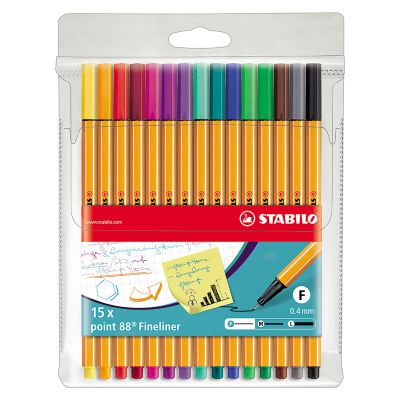 Caneta Hidrografica Stabilo Point 88 Estojo C/15 Cores 118.5605