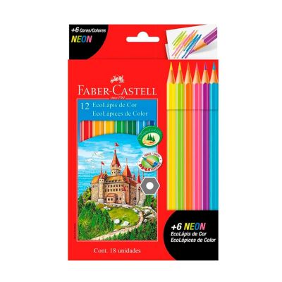 Lapis De Cor Ecolapis 12 Cores + 6 Neon Faber-castell