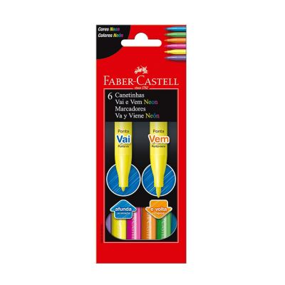 Caneta Hidrografica Vai E Vem Neon C/6 Faber-castell