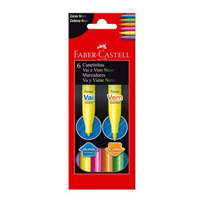 Caneta Hidrografica Vai E Vem Neon C/6 Faber-castell