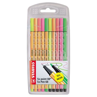 Caneta Hidrografica Stabilo Point 88 E 68 Estojo C/5 Cores
