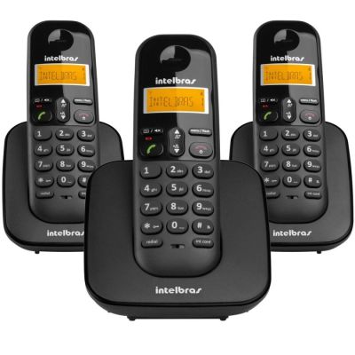 Telefone Sem Fio Ts3113 + 2 Ramais Preto Intelbras