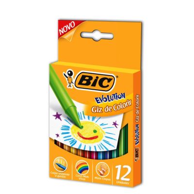 Giz De Cera 12 Cores Fino Evolution Bic