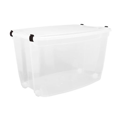 Caixa Organizadora Plastica 78l Grande Alta Cristal C/rodizio Jaguar 2012