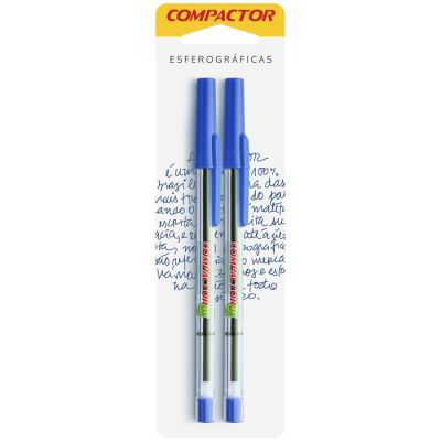 Caneta Esferografica Fina 0.7mm Bls C/2 Azul Compactor