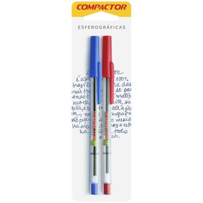 Caneta Esferografica Fina 0.7mm Bls C/2 Azul E Vermelha Compactor