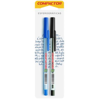 Caneta Esferografica Fina 0.7mm Bls C/2 Azul E Preta Compactor