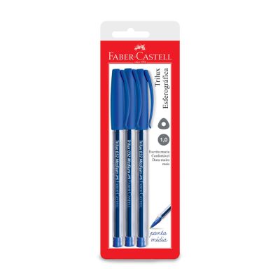 Caneta Esferografica Trilux Azul 0.1mm C/3 Faber-castell