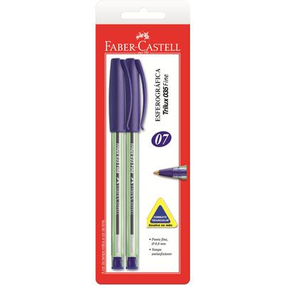 Caneta Esferografica Trilux 0.8mm Azul C/2 Faber-castell