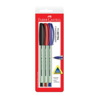Caneta Esferografica Trilux 0.8mm C/3 Faber-castell