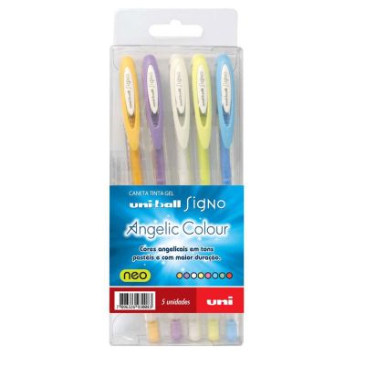Caneta Gel Angelic Color C/5 Cores Um120ac Uni Ball